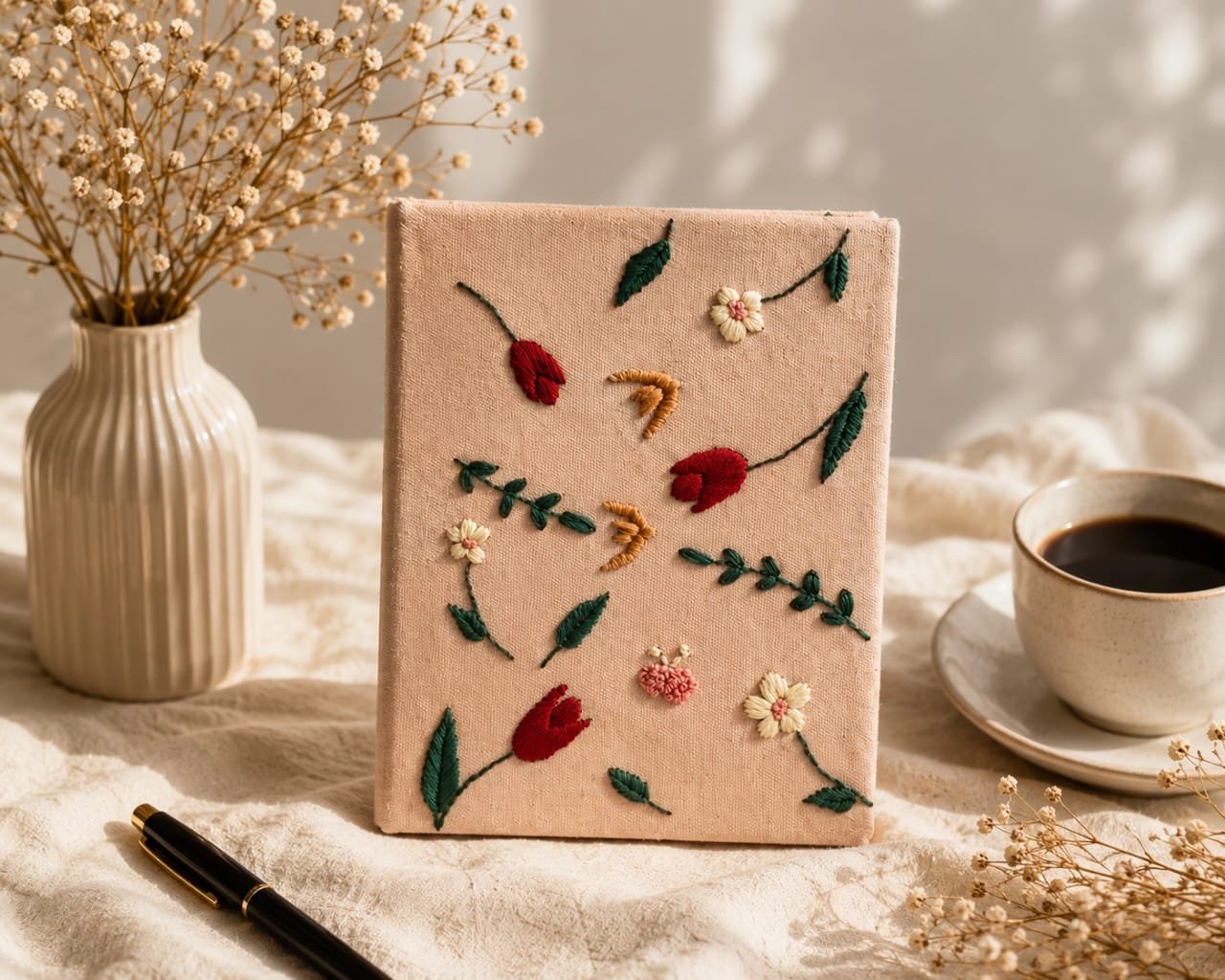 Floral Hand Embroidered Diary